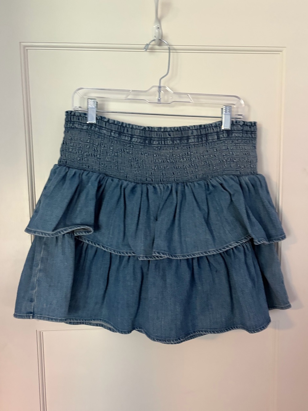 Aerie Ruffle Tiered Denim Skirt